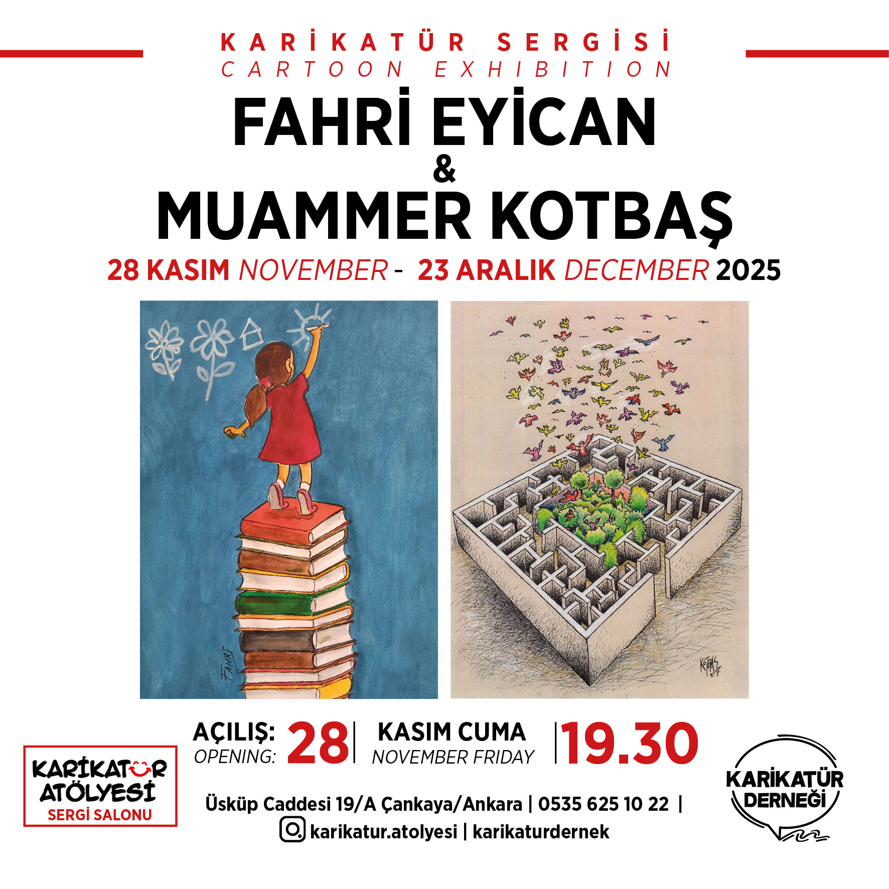 Fahri Eyican and Muammer Kotbaş Present Award-Winning, Text-Free Cartoon Exhibition at Karikatür Atölyesi in Ankara