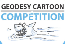 Illustration of a funny globe with surveying equipment for Geodesy Cartoon Competition.