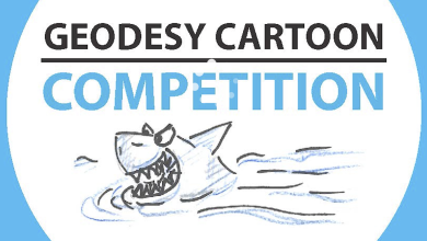 Illustration of a funny globe with surveying equipment for Geodesy Cartoon Competition.