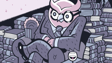 Official 2026 OIAF 50th anniversary poster by Seth featuring an owl reading and a frog with a projector.