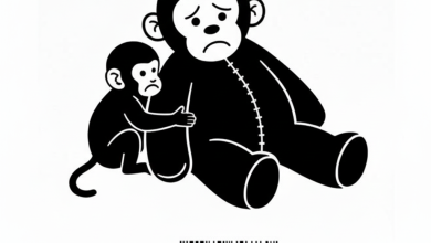 A baby macaque named Punch clinging to a plush orangutan toy in a Japanese zoo, symbolizing the void of modern captivity.