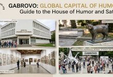 feridundemir.org Gabrovo House of Humor and Satire review - Features the museum exterior, cartoon exhibitions, and the famous tailless cat statue.