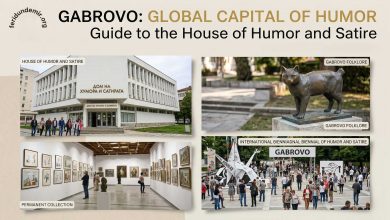 feridundemir.org Gabrovo House of Humor and Satire review - Features the museum exterior, cartoon exhibitions, and the famous tailless cat statue.
