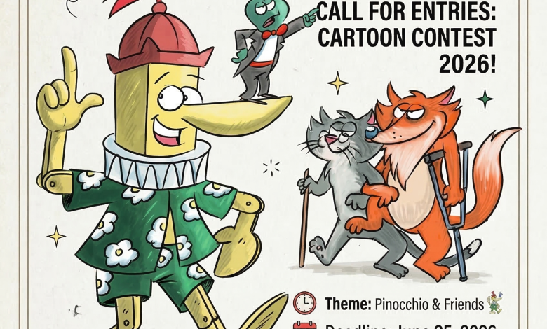 Official poster for the 50th Italian Championship of Lies Cartoon Contest 2026.