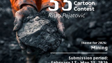 Promotional poster for the XXXIII Risto Pejatović International Cartoon Contest 2026 Montenegro.