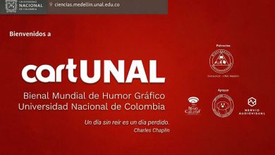 Official poster for the 4th International Biennial of Graphic Humor CartUNAL 2026 Colombia.