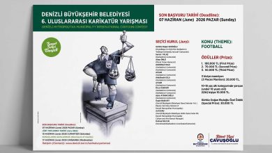 Official poster for Denizli 6th International Cartoon Contest 2026 Football Theme