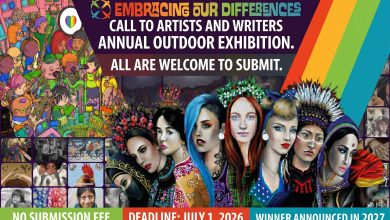 Large-scale outdoor art exhibition billboard by Embracing Our Differences.