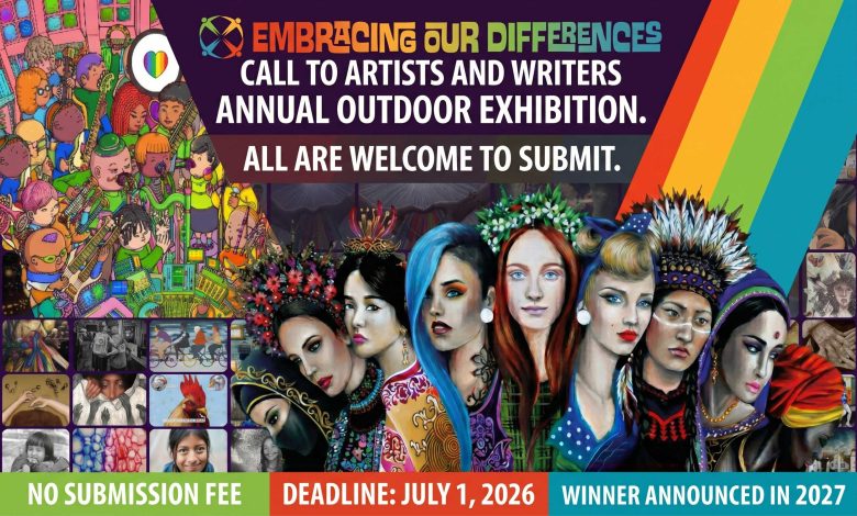 Large-scale outdoor art exhibition billboard by Embracing Our Differences.