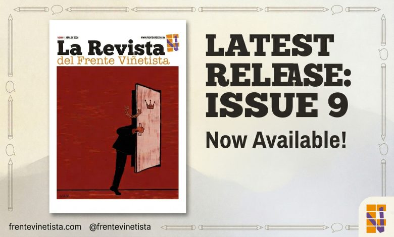 Front cover and satirical illustrations from Revista del Frente Viñetista Issue 9