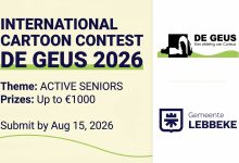 Promotional poster for 11th International Cartoon Contest De Geus 2026 Belgium