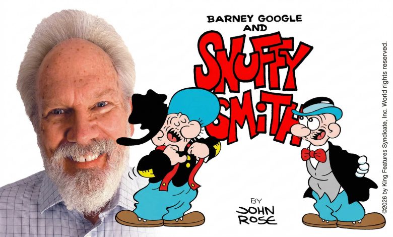 Master cartoonist John Rose illustrating Snuffy Smith