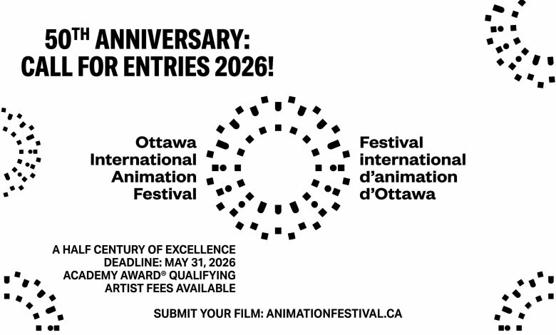 Official poster for the 50th Ottawa International Animation Festival 2026 Call for Entries.