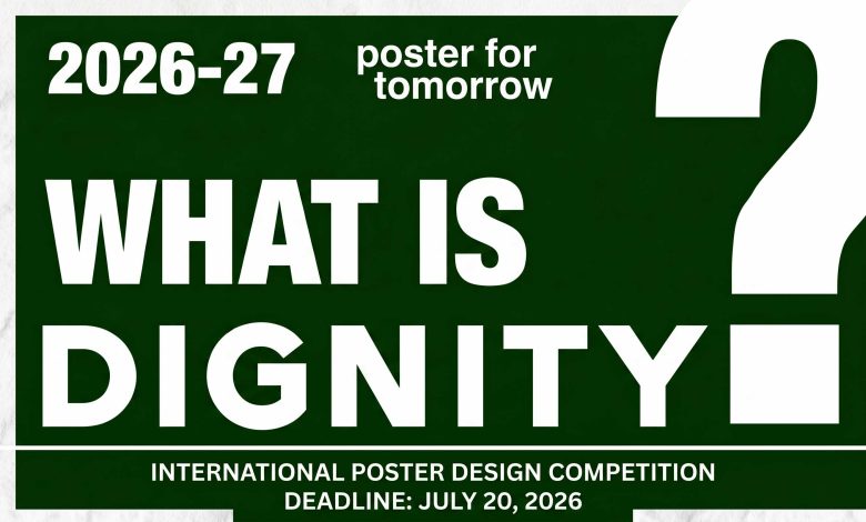 Poster for Tomorrow 2026 Dignity International Design Competition Announcement