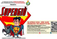 Promotional poster for the theater play Supergiù by Giorgio Giunta