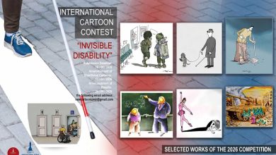 Official shortlist collage for the International Invisible Disability Cartoon Contest 2026 Izmir Turkey.