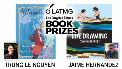 LA Times Book Prizes 2026 winners Trung Le Nguyen and Jaime Hernandez with their books