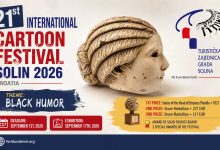 Poster announcement for the 21st International Cartoon Festival Solin 2026 in Croatia