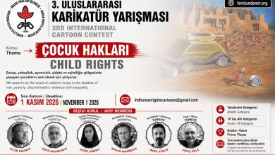 Poster of the 3rd International Cartoon Contest in Turkey 2026 featuring jury members and Children’s Rights theme