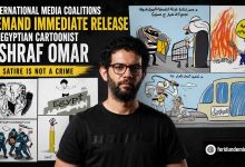 Political cartoonist Ashraf Omar and his satirical work