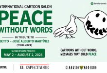 Poster for the International Cartoon Salon “Peace Without Words” cartoon competition in Colombia