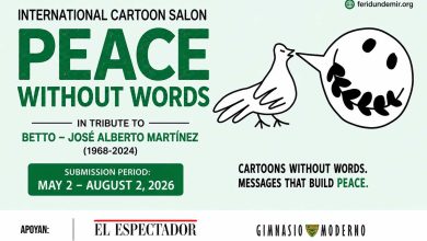 Poster for the International Cartoon Salon “Peace Without Words” cartoon competition in Colombia