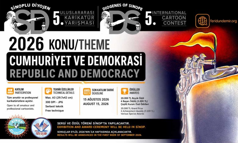 Poster for the 5th International Sinoplu Diogenes Cartoon Contest 2026 in Türkiye
