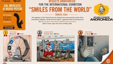 Winning cartoons from the international exhibition “Smiles from the World” presented during the 21st Festival dell’Economia di Trento in Italy.