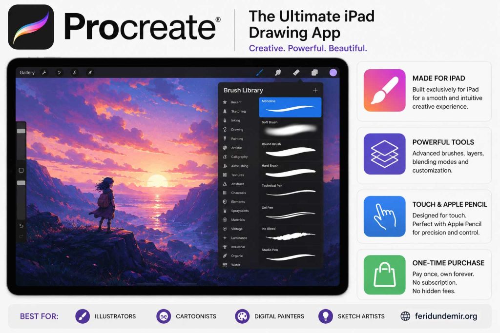 procreate-ipad-drawing-app-1024x683 The Best Digital Drawing Software for Cartoonists and Artists (2026 Guide)