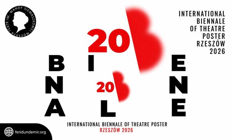 Official poster of the 20th International Biennale of Theatre Poster Rzeszów 2026 in Poland