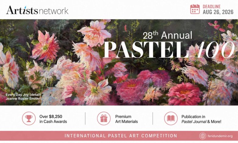Promotional artwork for the 28th Annual Pastel 100 Art Competition organized by Pastel Journal and Artists Network.
