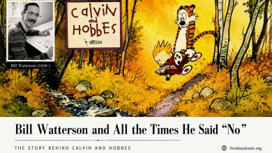 Bill Watterson with Calvin and Hobbes artwork and the story of artistic integrity