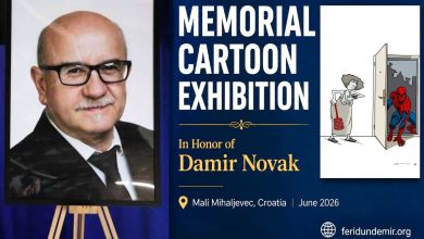 Memorial cartoon exhibition dedicated to Croatian cartoonist Damir Novak in Mali Mihaljevec, Croatia.