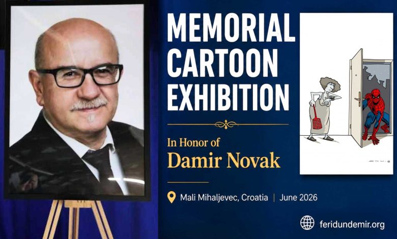 Memorial cartoon exhibition dedicated to Croatian cartoonist Damir Novak in Mali Mihaljevec, Croatia.