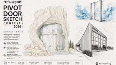 Featured artwork for the FritsJurgens Pivot Door Sketch Contest 2026 showing innovative architectural pivot door concepts and design sketches.