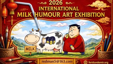Official artwork of the International Milk Humor Art Exhibition 2026 in Beijing, China