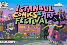 Visitors explore exhibitions and artist booths at Istanbul Comics and Art Festival 2026 in Istanbul.
