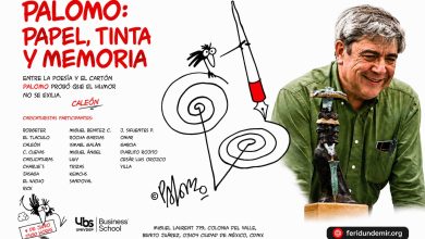 Promotional artwork for the José Palomo tribute exhibition in Mexico City honoring the renowned Chilean-Mexican cartoonist.