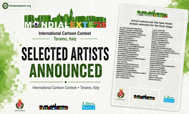 Selected artists announced for the MONDIALEXTE’26 International Caricature Contest in Italy.