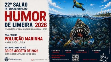 Official poster of the 22nd International Humor Salon of Limeira 2026 international cartoon competition in Brazil.