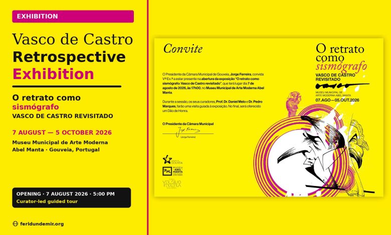 Official poster of the Vasco de Castro retrospective exhibition at the Museu Municipal de Arte Moderna Abel Manta in Gouveia, Portugal.