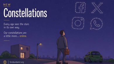 New Constellations editorial cartoon by Feridun Demir showing social media icons replacing the stars in the night sky.